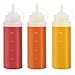 Plastic Condiment Squeeze Bottles, Squirt Bottles, 3 Pack, 16 oz Condiment Dispenser with Twist- On Cap & Tip Cap for Sauces, Ketchup, Mustard, BBQ Sauce, Dressing by THETIS Homes