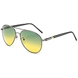 Baselay Night Driving Glasses, Classic Aviator HD Day Night View Vision Polarized UV400 Anti Glare Sunglasses for Men Women Cycling Fishing Shooting Sports (Grey)