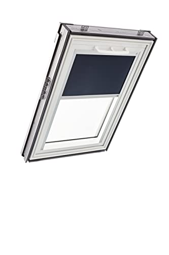 Original Roto Verdunkelungsrollo ZRV - Nahezu vollständige Verdunkelung - Führungsschiene Silber - Für Dachfenster der Baureihe Q - Größe 078/118 | 07/11 - Stofffarbe Blau