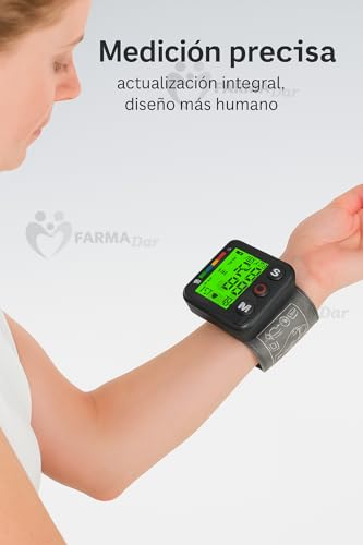 FARMADAR Baumanómetro de Muñeca Digital, Monitor de Presión Arterial Automático con Pantalla LED | Medición Precisa y Rápida, Compacto y Fácil de Usar (Negro)