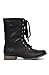 Breckelle Georgia Vegan Leather Lace Up Round Toe Womens Motorcycle Boots