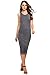 Adidome Women's Sleeveless O-Neck Ruched Stretchy Bodycon Mid-Calf Tank Dress