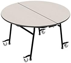 Palmer Hamilton 22m Easy Folding 48" Round Mobile School Table, White/Black 29"H, Cafeteria Breakroom