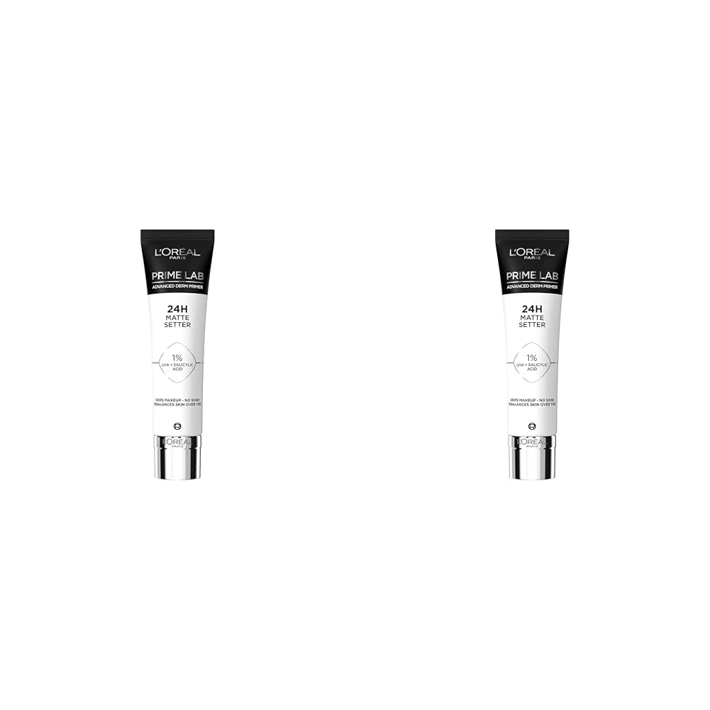 L'Oréal Paris Matte Setter Primer, Matte Finish, Extends Makeup Wear, Advanced Derm Primer, Grips Makeup, No Shine, Prime Lab, 30ml (Pack of 2)