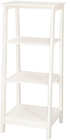 Asense Wood Bookcase Ladder 3-Tier Ladder Shelf, Ivory White