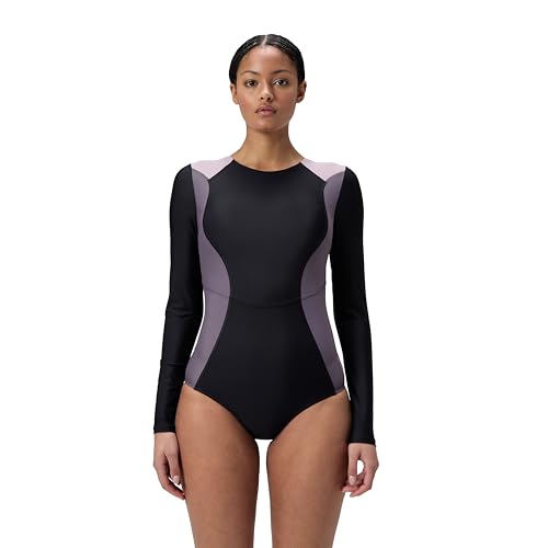 Speedo Colorblock Longsleeve Back Traje de baño de una Pieza para Mujer, Anthracite, L