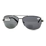 Bifocal Magnification Lens Sunglasses Mens Half Rim Aviator Sun Reader