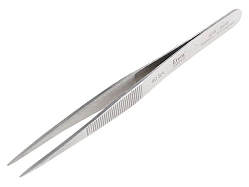 Erem 40SA Stainless Steel Straight Anti Magnetic Gripping Tweezer, 4.5" Overall Length