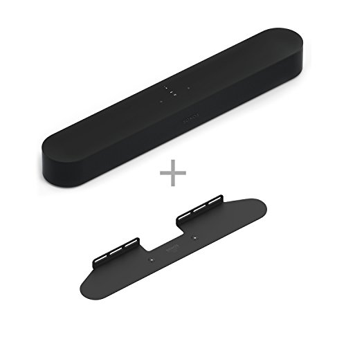 All-New Sonos Beam (Black) – Compact Smart TV Soundbar with Amazon Alexa (1 Item) Bundle with Wall Mount (1 Item)