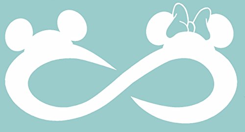 Mickey And Minnie Infinity Ring 6" White Car Truck Vinyl Decal Art Wall Sticker USA Disney Fun Adorable Cute Blessed Love Faith