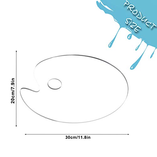 TEETOOKEA 3 Pcs Clear Acrylic Paint Palette 11.8 x 7.9 Inches Art Palette with Protective Brown Paper for DIY Art Craft Painting