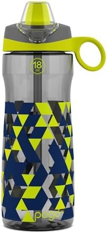 Pogo Tritan Water Bottle 18 oz | BPA-Free | Soft Straw | Leak-Proof | For School | Grey Geode, Pack of 6 Image