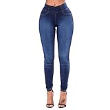 VEZAD Women Slim Solid Pockets Long Jeans Denim