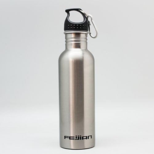 Feijian Stainless Steel Sports Kettle Water Bottle Running Gym Yoga Outdoors Hiking and Camping 25oz/ 750ml (Stainless Steel)