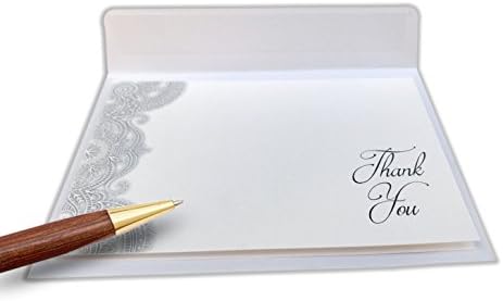 Thank You Cards with Self Adhesive Envelopes | Premium Quality Set of 50 | Bulk Formal White Blank Greeting Notes Inside Box | For Wedding Christmas Birthday Business Condolence Baby and Bridal Shower