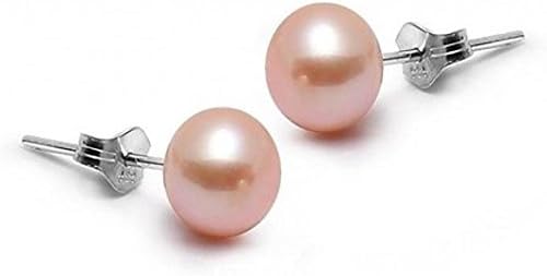 Real peach pink freshwater pearl stud earings earrings ear rings silver back new in gift box