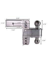Weigh Safe Drop 180 enganche con mango de 2.5 in, enganche de remolque de aluminio ajustable y montaje de bola, bola de acero combinada (2" y 2 5 16") y un cierre de llave de doble pin