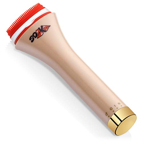 Facial Cleansing Sonic Brush by Super-Duper Kiss - 3 in 1 Kit - Exfoliating Silicone Brush Head for Deep Pore Cleansing - Sponge Brush Head for Light Makeup Removal - Sensitive Brush Head for Eye Area