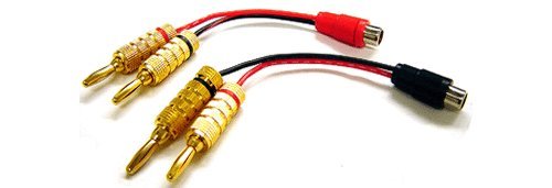 Speaker Banana Plug To Stereo RCA L/R Phono Adapter For Amp Receiver