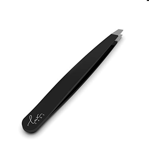 Stainless Steel Slant Tip Tweezers (4" inch) – Professional Grade Tweezers – Cosmetic Tweezers – Ideal for tweezing eyebrows & Hair Removal tweezer – Anti slip Expert Grade Tweezers