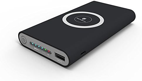 Fast Qi Wireless Charging Power Bank 10000mAH by Blobfish, Portable Charger USB Type C and Micro USB Input Qi Enabled Wireless Charging Output and Receiver Input Good for Smartphone (Black)