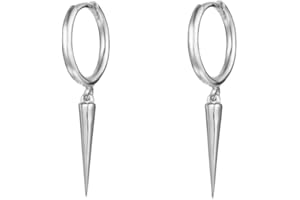 DTJA Minimalist Spike Dangle Drop Hoop Earrings for Women Girls 925 Sterling Silver Charms Hoops Cuff Cartilage Stud Tragus Helix Wrap Geometric Hypoallergenic Fashion Personalized Punk