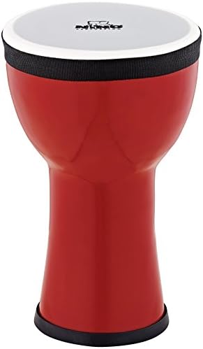 Nino Percussion Kids' Djembe, 100% Synthetic Pre-Tuned, Compact Size-NOT Made in China-Fire Engine Red Finish, for Classroom Music or Playing at Home, 2-Year Warranty (NINO-EMDJ-FE)