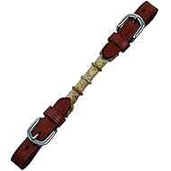 Buffalo Leather Rounded Curb Strap with Rawhide Accents and Silver Buckles