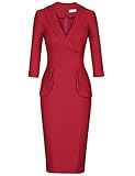 MUXXN Women's Peplum Split Stretchy Bandage Pencil Dress (Burgundy XL)