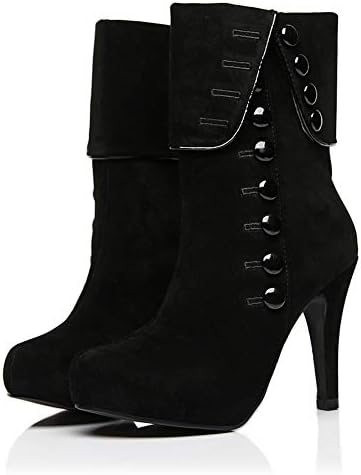 Skanlity Women Platform Boots Red Black Color Woman Winter Boots with Plush Thin Heels