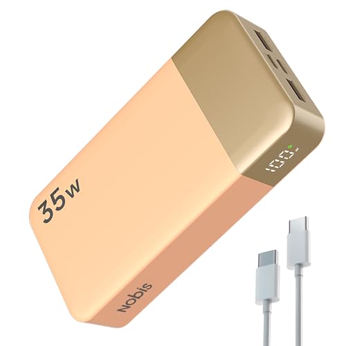NOBIS Portable Charger, 20000mAh Power Bank, 35W Power Bank Fast Charging, Battery Pack with C to C Cable, Battery Bank with Digital Display for Phone Android etc (Orange)