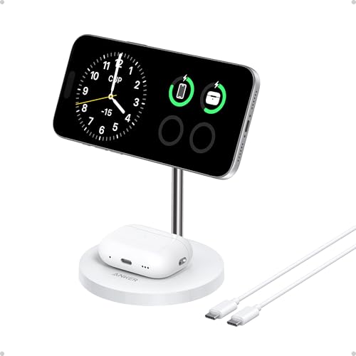 Anker MagGo 15W Magsafe Ladegerät kompatibel, 2-in-1 Induktive Ladestation