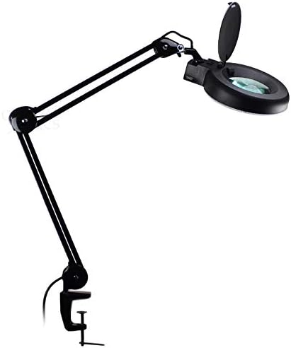 Quality Optics® Professional Series Illuminated Workstation Swing Arm Magnifier Black 5LED Diopter