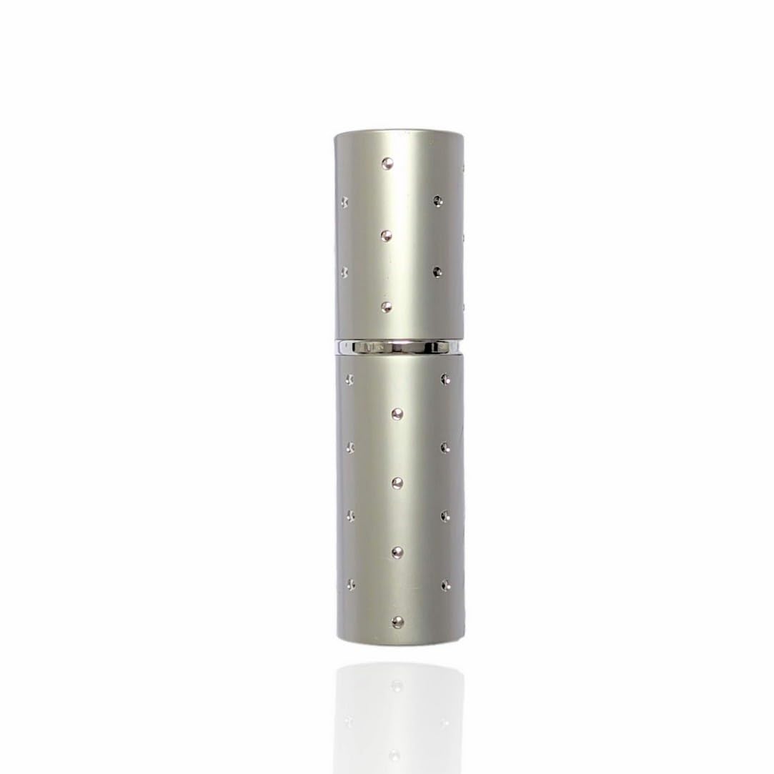 The Essential Atomizer Co. Silver Dot Spray Travel Atomizer. Capacity 10ml. Refillable, Includes Filling Funnel & Gift Box