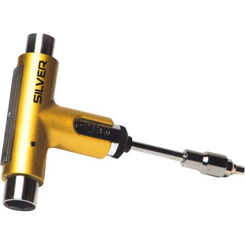 Silver Trucks Gold Metallic Multi-Purpose Skate Tool - All-in-One Skateboard Maintenance Essential