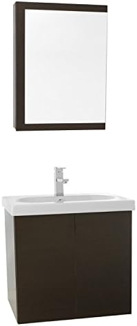 Iotti TR62 Trendy Bathroom Vanity with Ceramic Sink and Medicine Cabinet Included, 23", Wenge