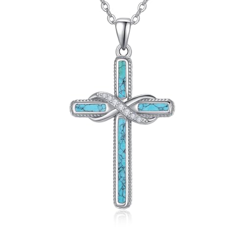 PRAYMOS Halskette mit religiösem Unendlichkeitskreuz Anhänger aus Sterlingsilber Geschenk für Mutter und Frau