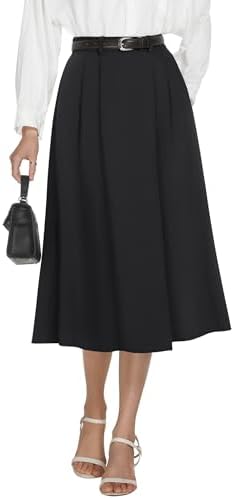 Amazon.com: Kelsiop High Waist Long Skirt Women's Double Belt Midi