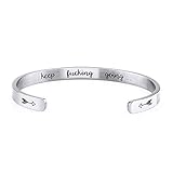 Inspirational Best Friend Bracelet Gift Women Man Cuff Bangle Stainless Steel Engraved