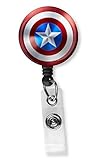 Captain America Shield Retractable ID Card Badge Reel with Alligator Clip Name Nurse Decorative Badge Holder Clip on Card Holders