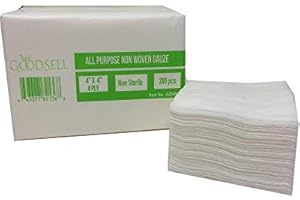 GOODSELL 200 PCS (4" X 4") Premium 4-ply Non-Woven, Non-Sterile Sponge Gauze Pad- Medical, Dental, Salon, All Purpose Gauze Sponges Pads -(1 Pack)-White