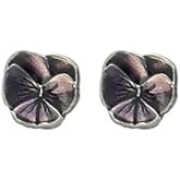 DANFORTH – Mini Pansy Post Earrings, ¼ ” wide – Small Stud Purple Flowers – Violets – Amethyst February Birth Month For Women – Made In USA