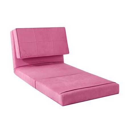 Flip Chair Convertible Sleeper Dorm Bed Couch Lounger Sofa in Racy Pink