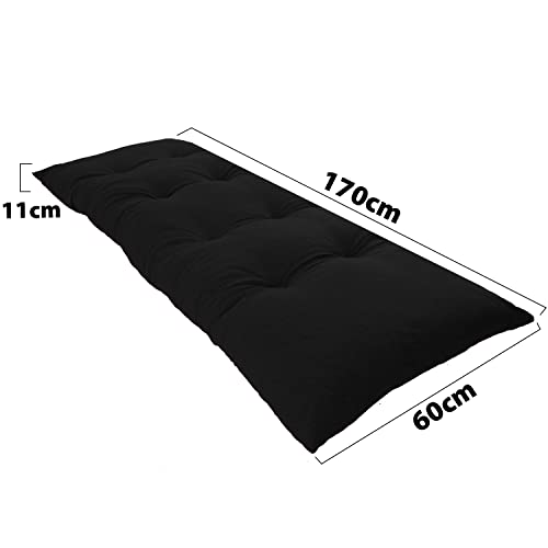 Futon Colchonete Dobrável De Espuma Solteiro Preto