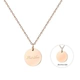 Rose Gold Disc Pendant Necklace 18K Stainless Steel Chain Choker Letter Pendant Personalized Initials Necklace Tiny Necklaces Jewelry Gift for Women Girls