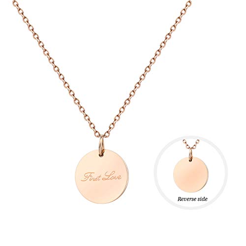 Rose Gold Disc Pendant Necklace 18K Stainless Steel Chain Choker Letter Pendant Personalized Initials Necklace Tiny Necklaces Jewelry Gift for Women Girls