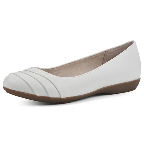 CLIFFS BY WHITE MOUNTAIN Clara Women's Ballet Flat, White/Burnished/Smooth, 10 M