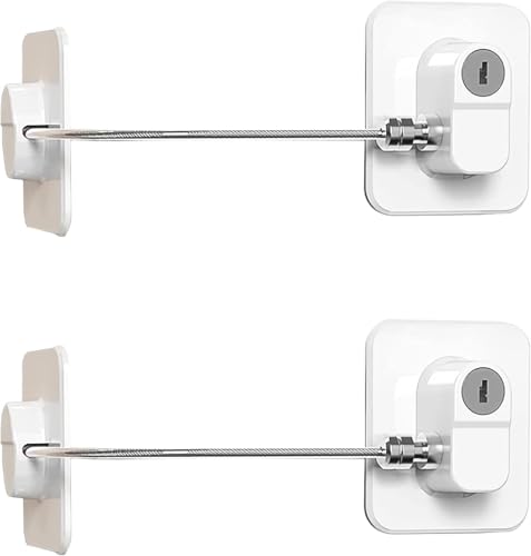 Lonimia 2Pack Refrigerator Lock, Heavy Duty Fridge Combination Lock For Cabinets, Drawers, Safety Easy Install No Keys Needed (White)