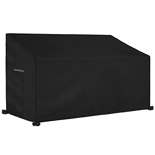 Dokon 3 Sitzer Gartenbank Abdeckung mit Belüftungsöffnungen, Wasserdicht Winddicht UV-Beständiges Schwerlast 600D Oxford Gewebe Schutzhülle für Gartenbank, Gartensofa (163x66x63/89cm) - Schwarz