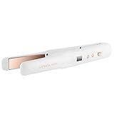 Lunata Hair Straightener - Cordless Titanium Luxury Hair Straightener - Styles And Curls Hair With High Heat - Battery-Operated Travel Titanium Flat Iron - Elegant White And Rose Gold Hair Curler